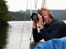 Man taking photo with large camera